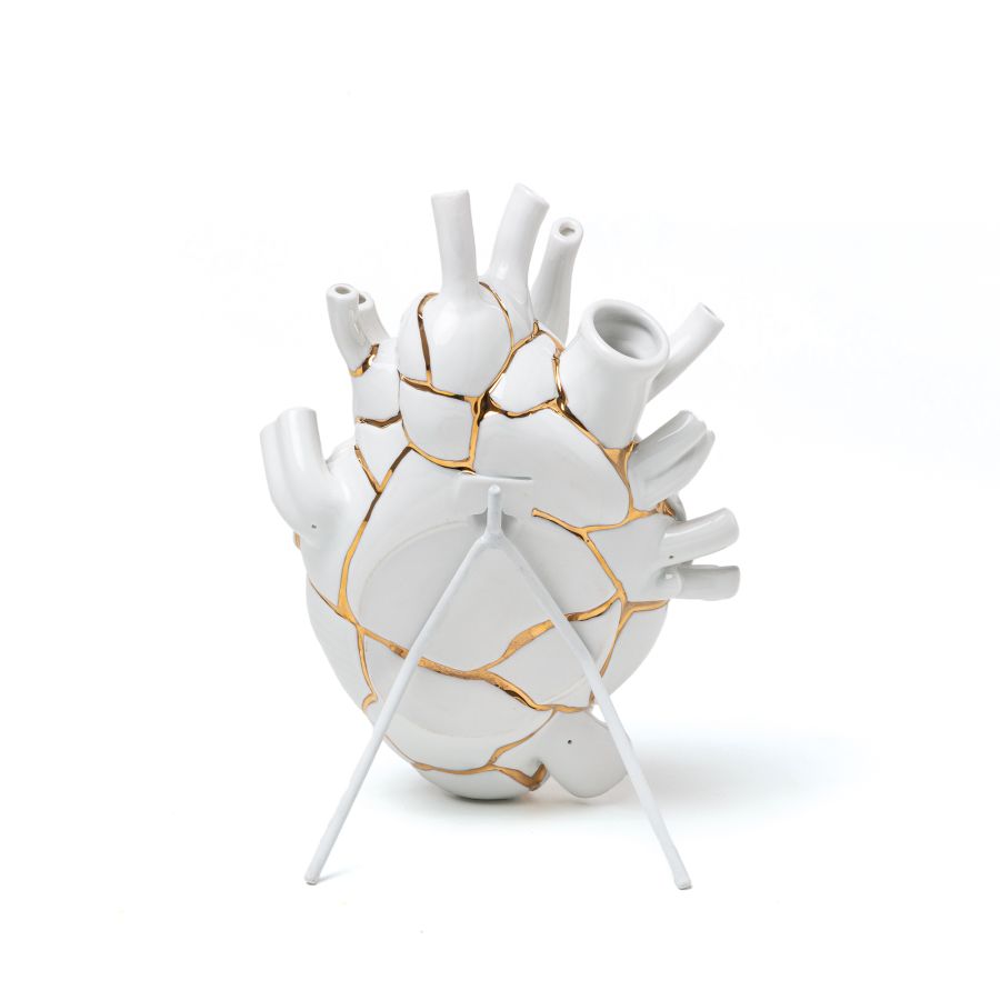 Porcelain Heart Vase Love In Bloom - Kintsugi