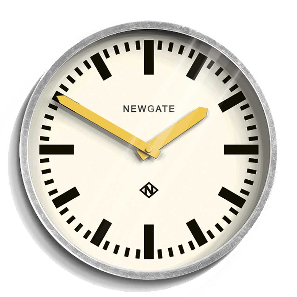 Newgate Luggage Wall Clock Galvanised - Yellow Hands