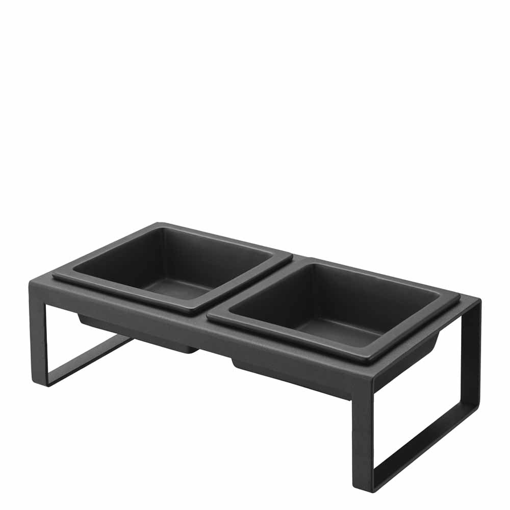 Tower Pet Food Bowl Stand Set Bk