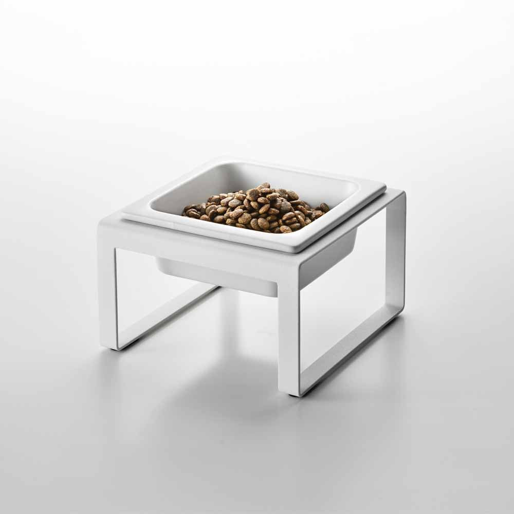 Tower Pet Food Bowl Stand Single Wh