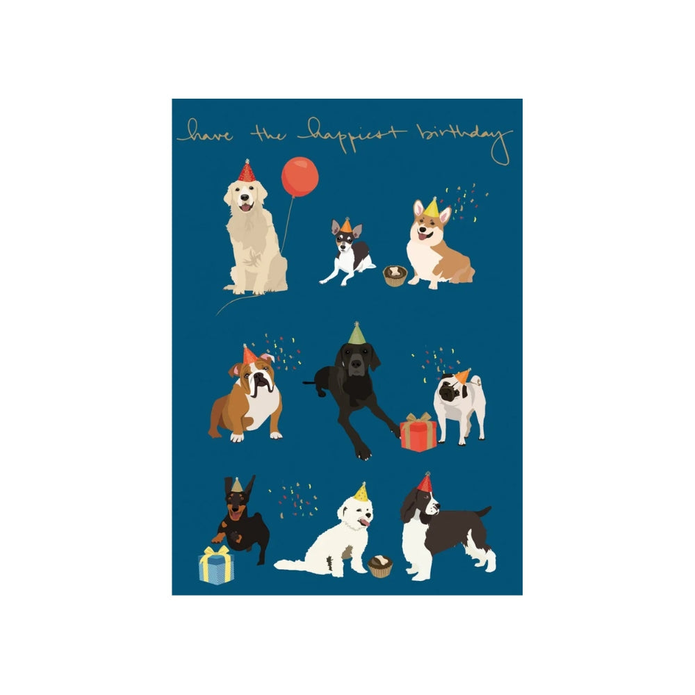 Nine Dogs With Hats Greeting Card