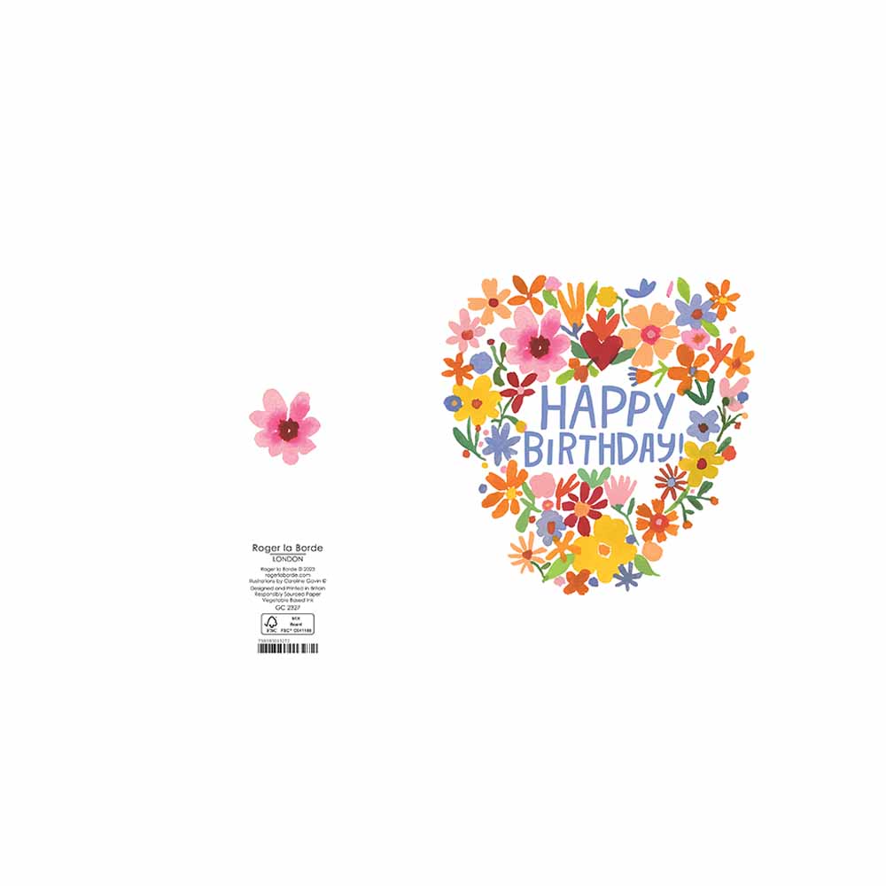 Flower Heart Birthday Greeting Card