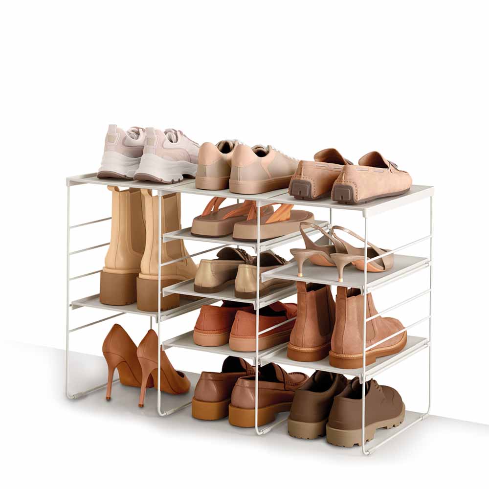 Level Plus Large Adjustable Shoe Rack - Ecru