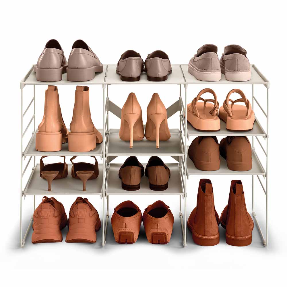 Level Plus Large Adjustable Shoe Rack - Ecru