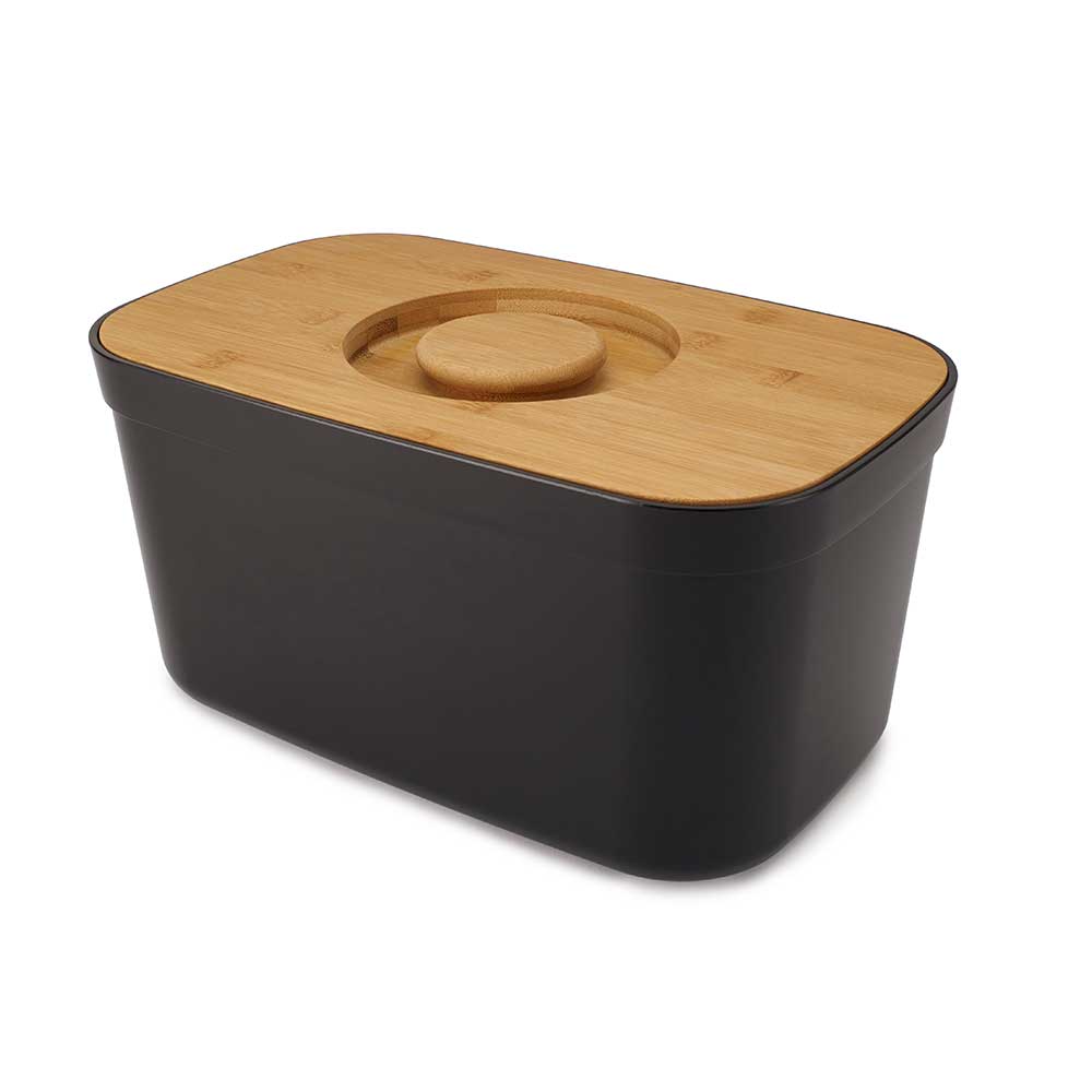 Bread Bin with Cutting Board Lid - Black