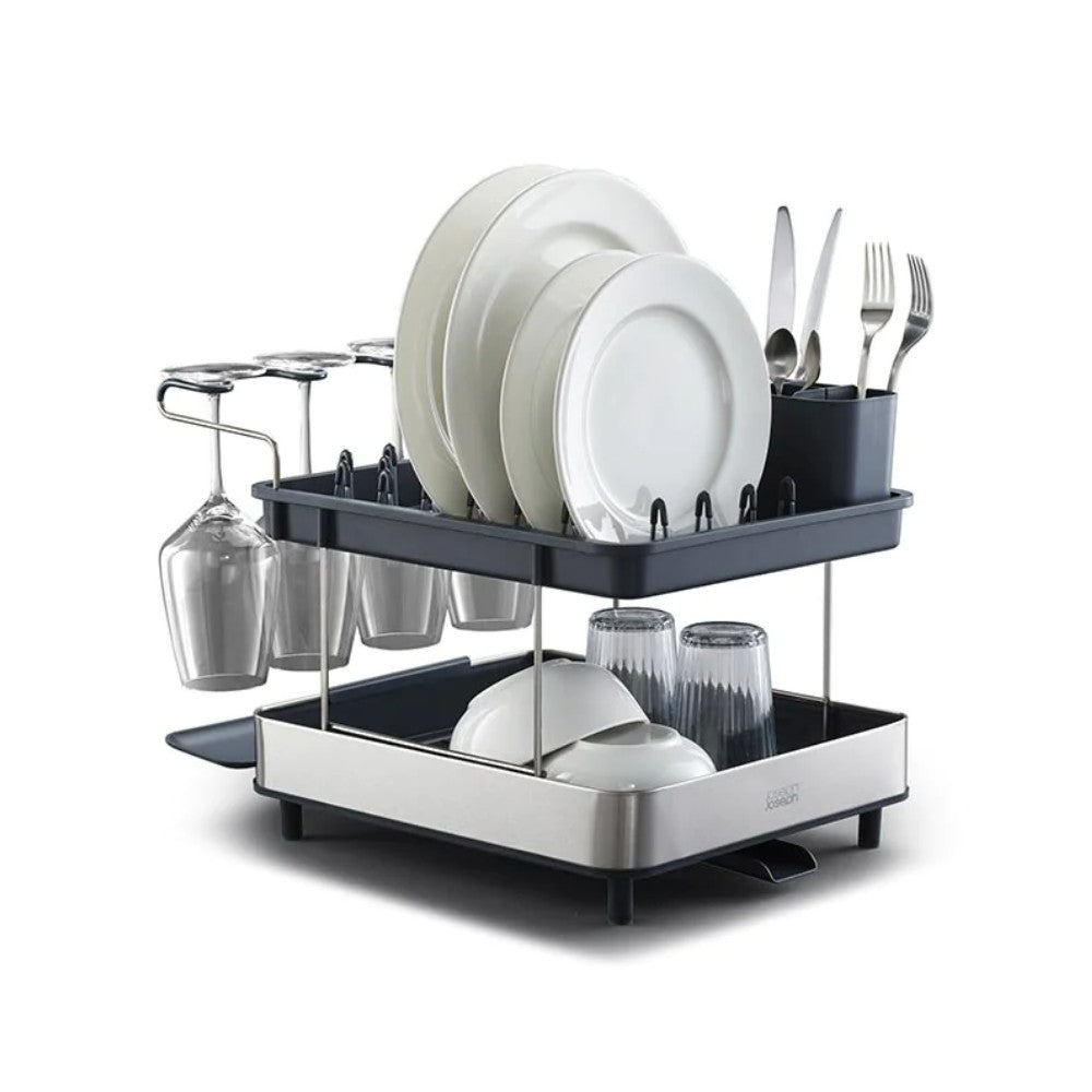 Excel Steel 2-tier Dish Rack - Grey