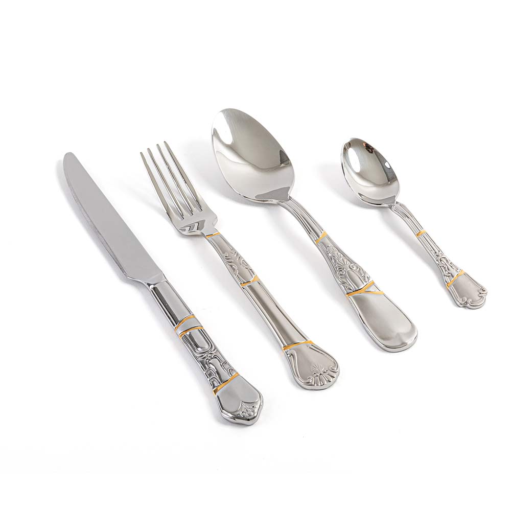 Kintsugi Cutlery Steel And Gold Cutlery Set Of 4