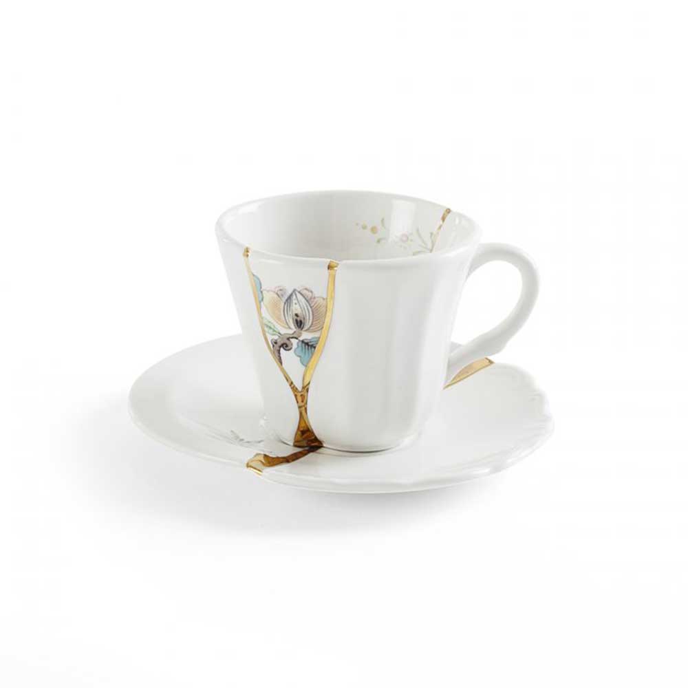 Kintsugi-n'3 Coffee Cup With Saucer In Porcelain