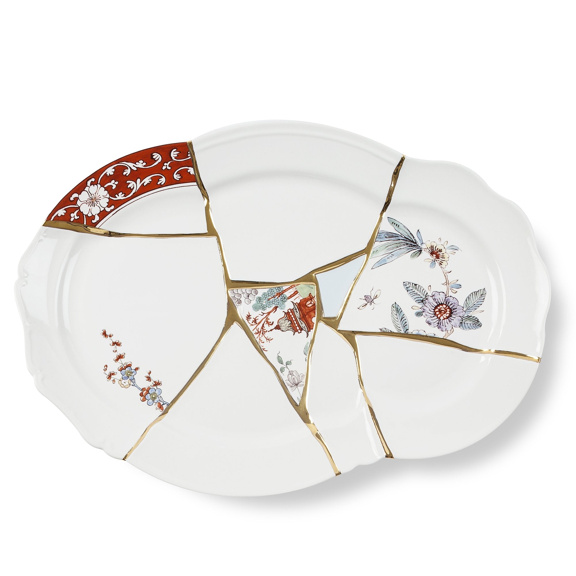 Kintsugi Tray In Porcelain Cm.42.5x29.5 H.3.5