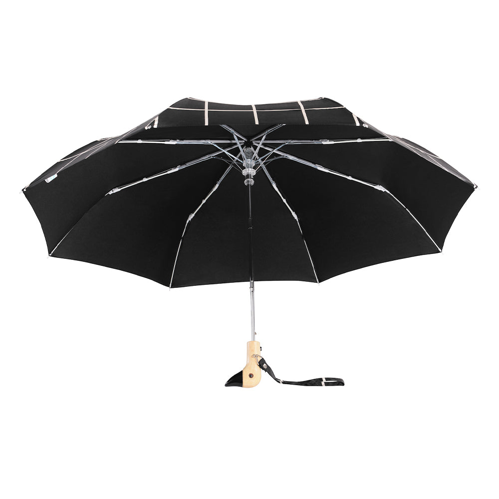 Black Grid Compact Duck Umbrella