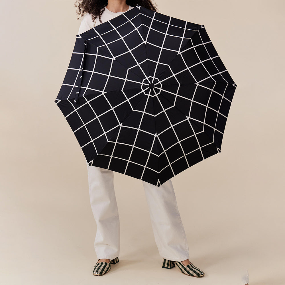 Black Grid Compact Duck Umbrella