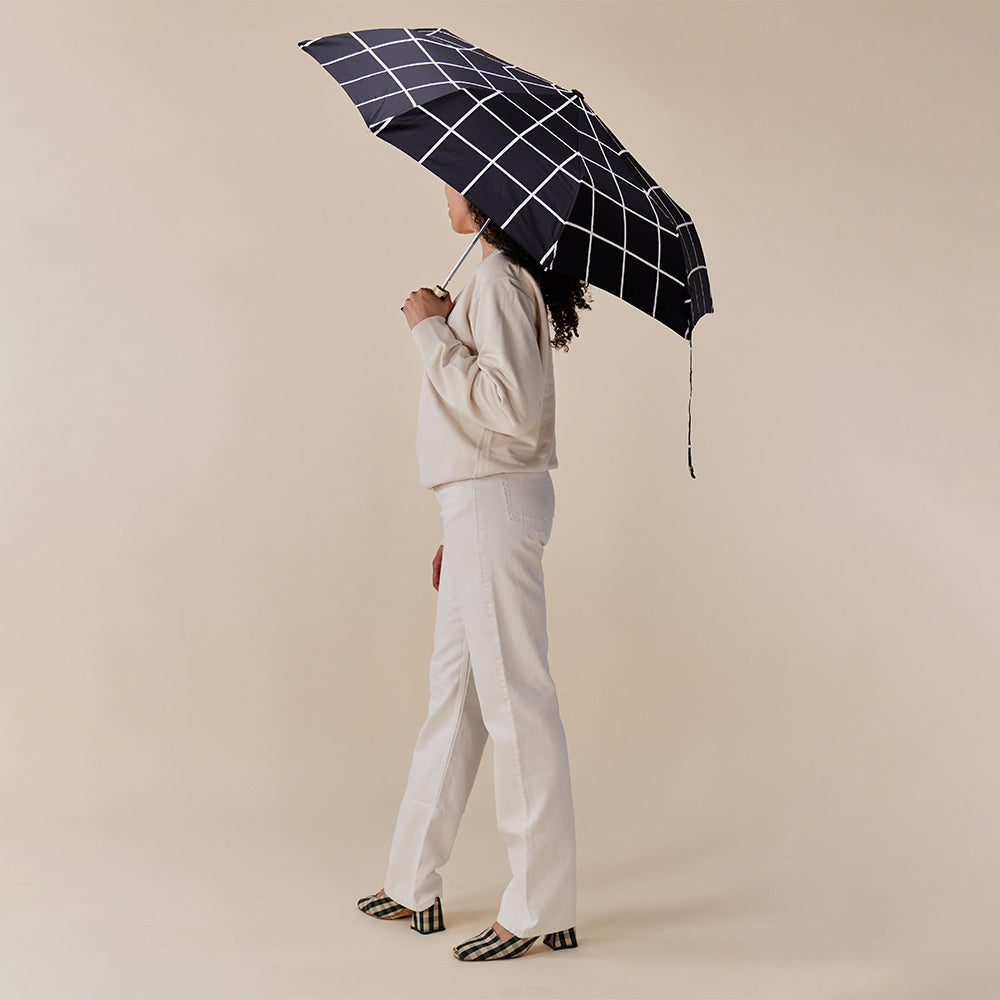 Black Grid Compact Duck Umbrella