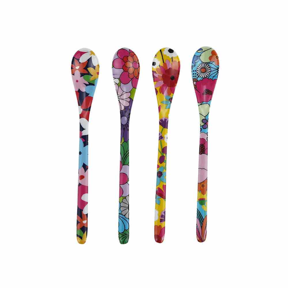 Set of 4 Dessert Spoons - Garden Floral