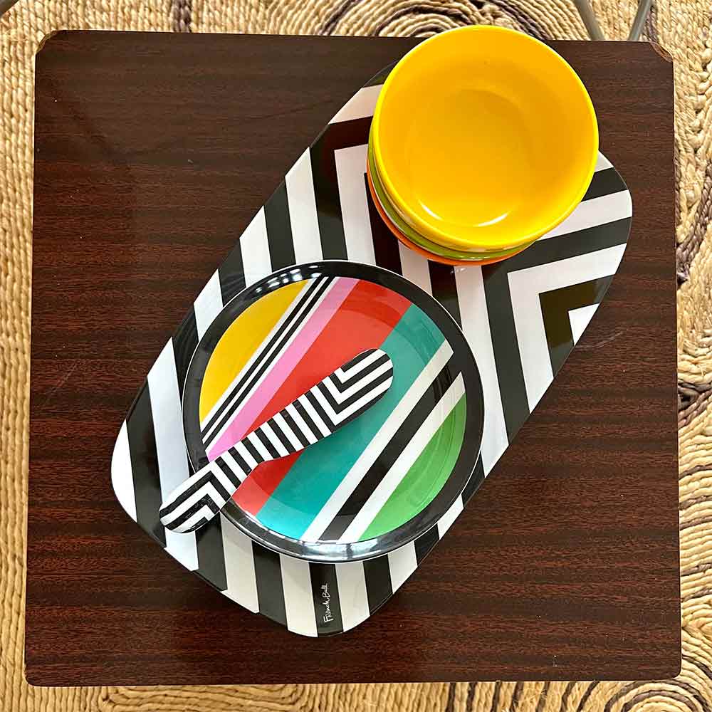 Set of 6 Small Appetizer Plates - Stripes