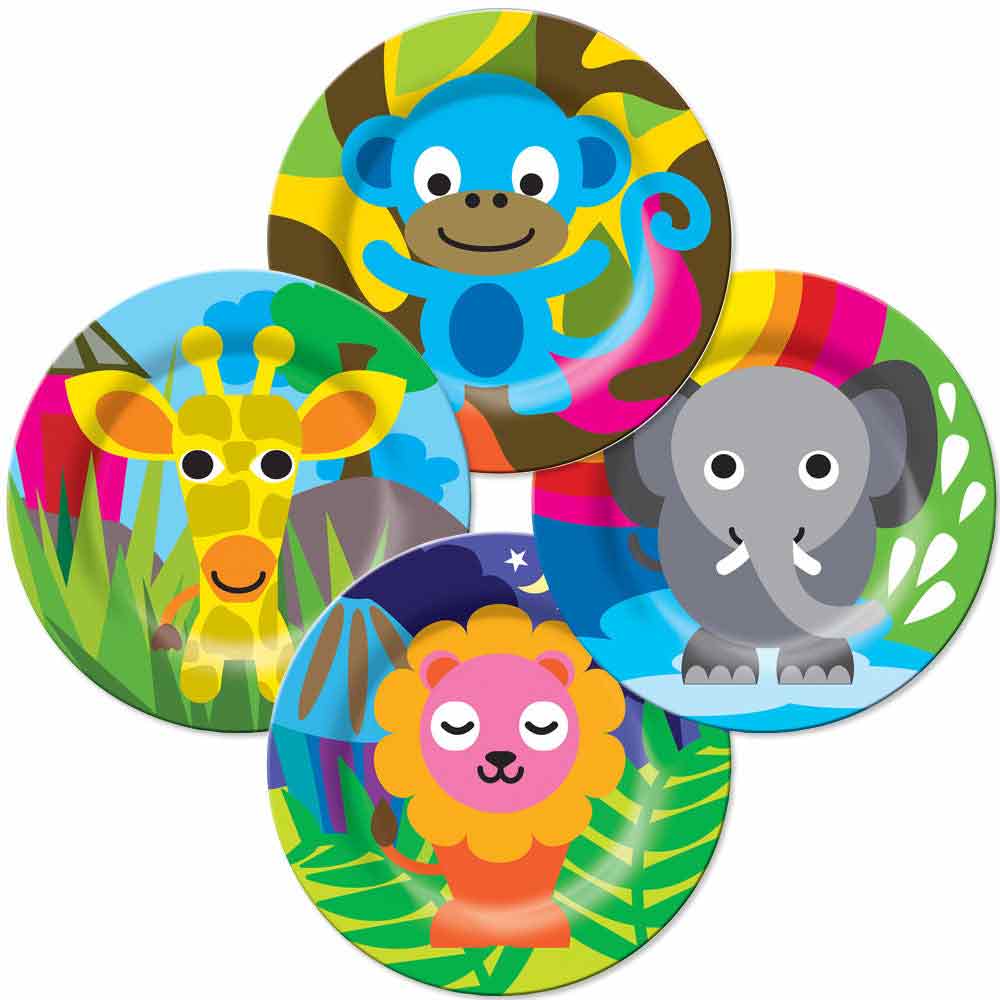 Set of 4 Kids Plates - Jungle Animals