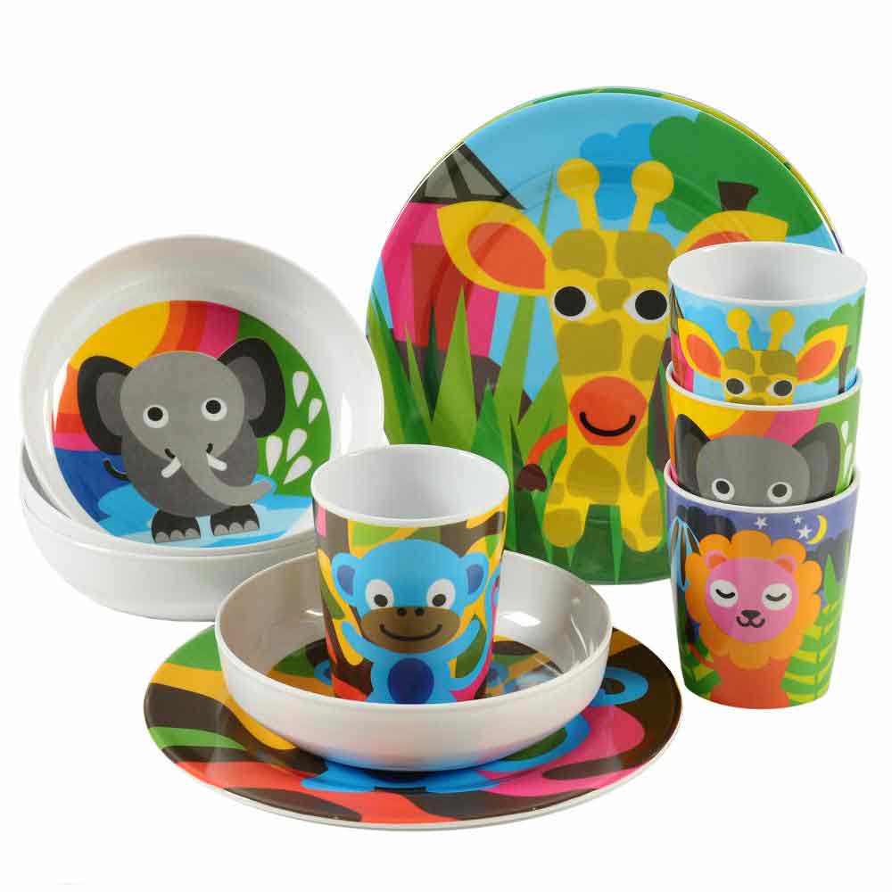 Set of 4 Kids Plates - Jungle Animals