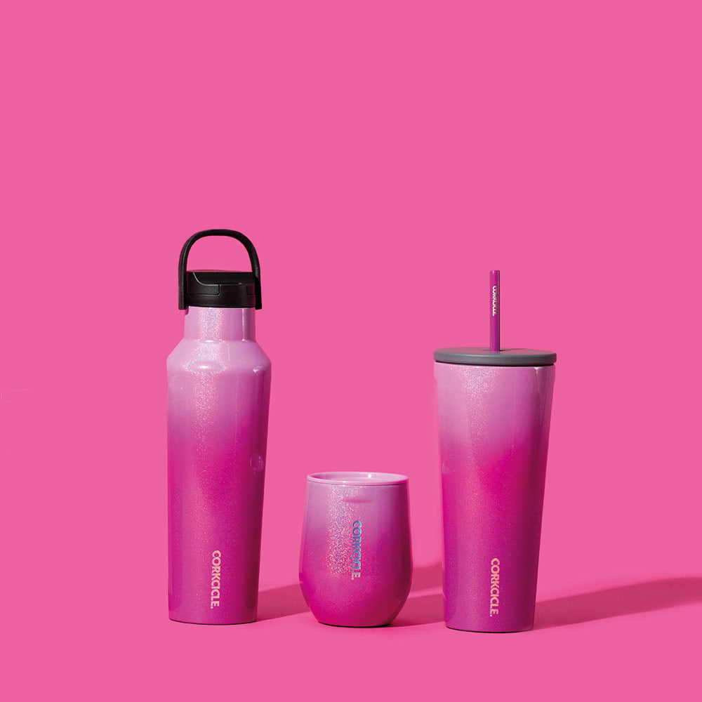 Cold Cup With Straw 710ml Glittey Pink Ombre