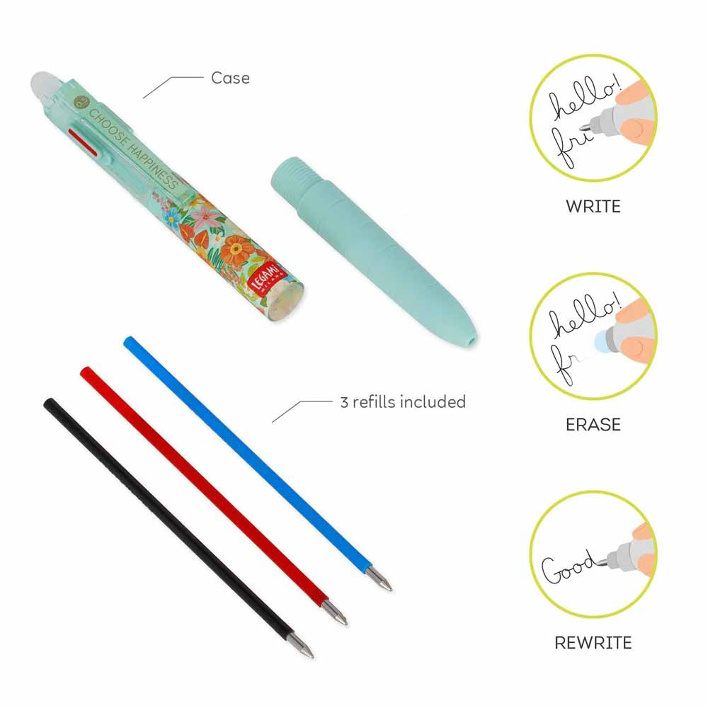 3-Colour Erasable Gel Pen - Make Mistakes_Kit_12Pcs - Flowers