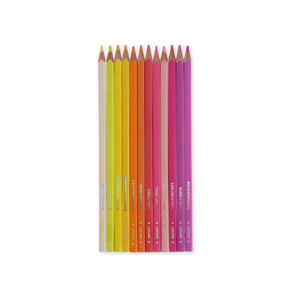 Set Of 12 Colouring Pencils - Live Colourfully - Sunset Palette