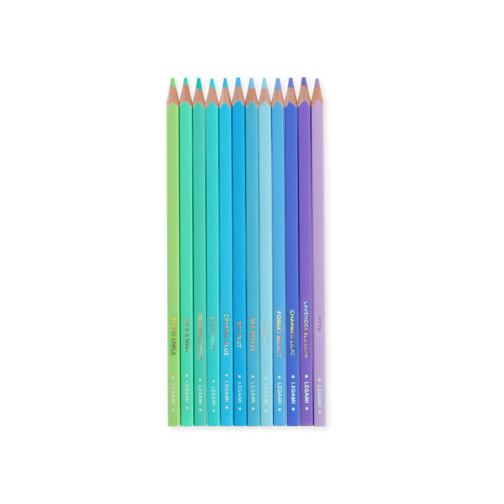 Set Of 12 Colouring Pencils - Live Colourfully - Ocean Palette