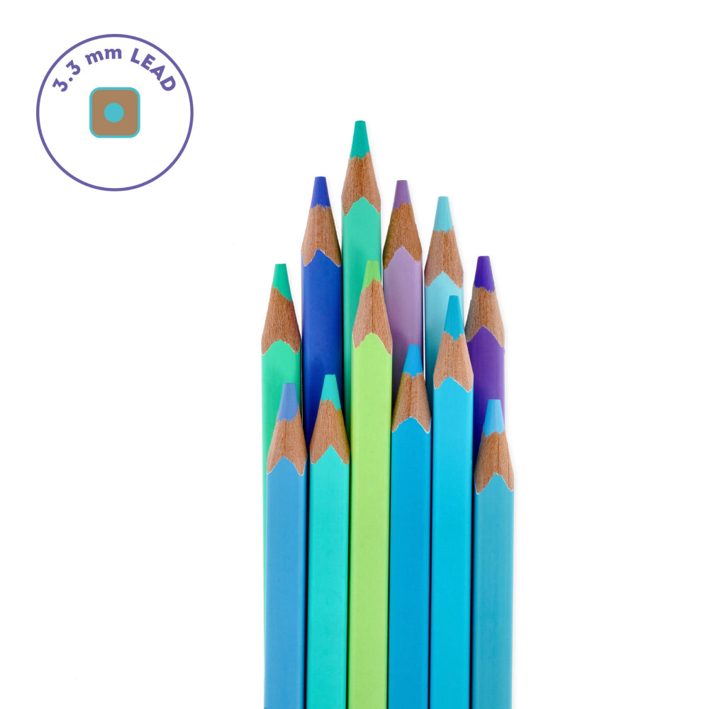 Set Of 12 Colouring Pencils - Live Colourfully - Ocean Palette