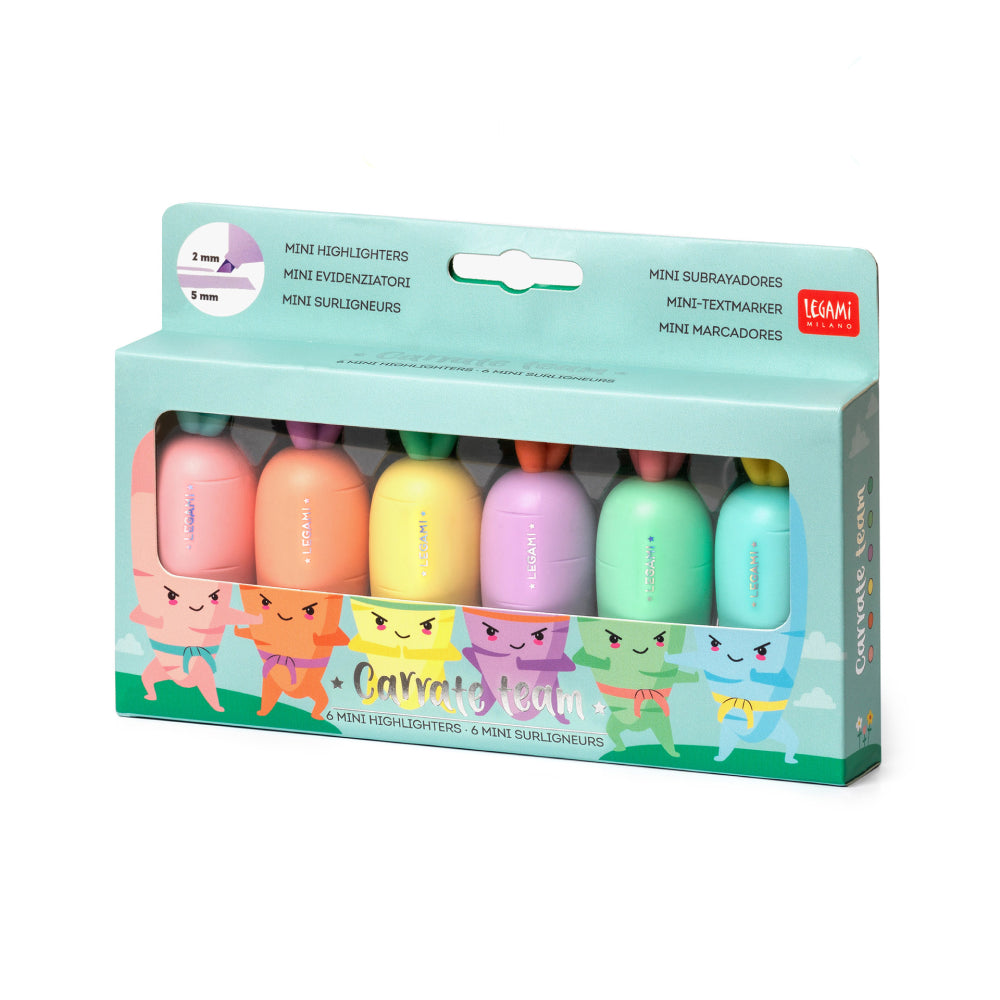 Set Of 6 Mini Highlighters - Carrate Team - Carrot