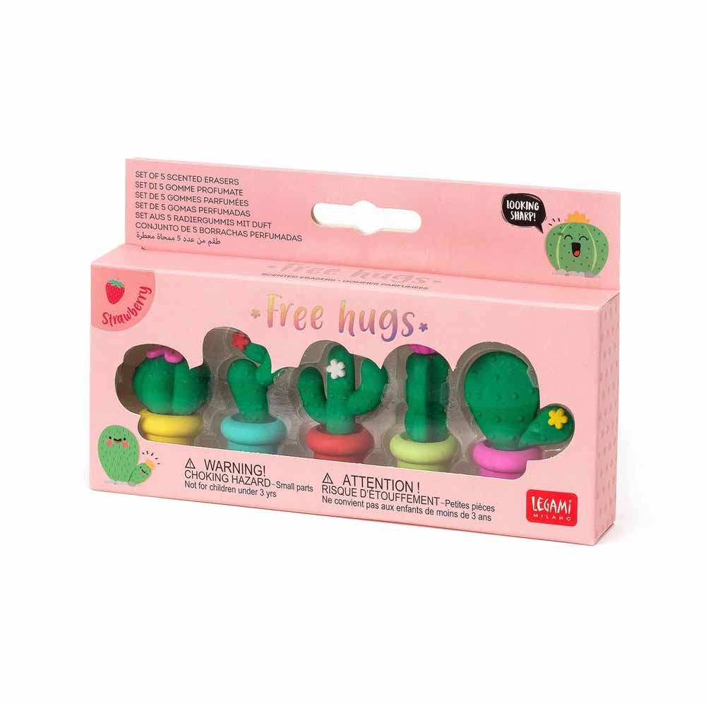 Set Of 5 Scented Erasers - Free Hugs - Cactus