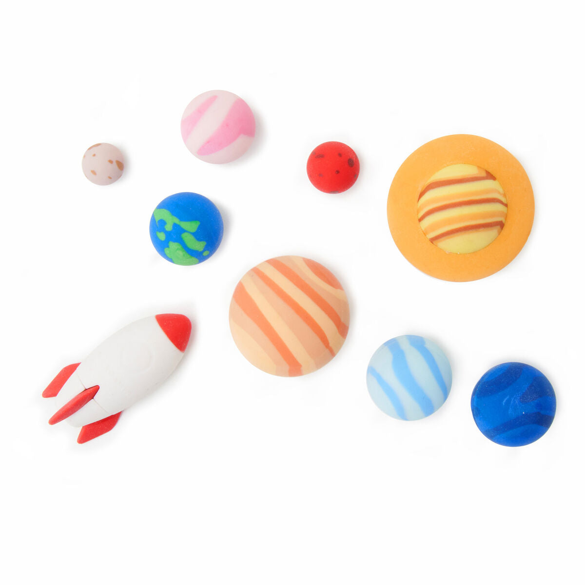 Set Of 9 Erasers - Solar System - Space