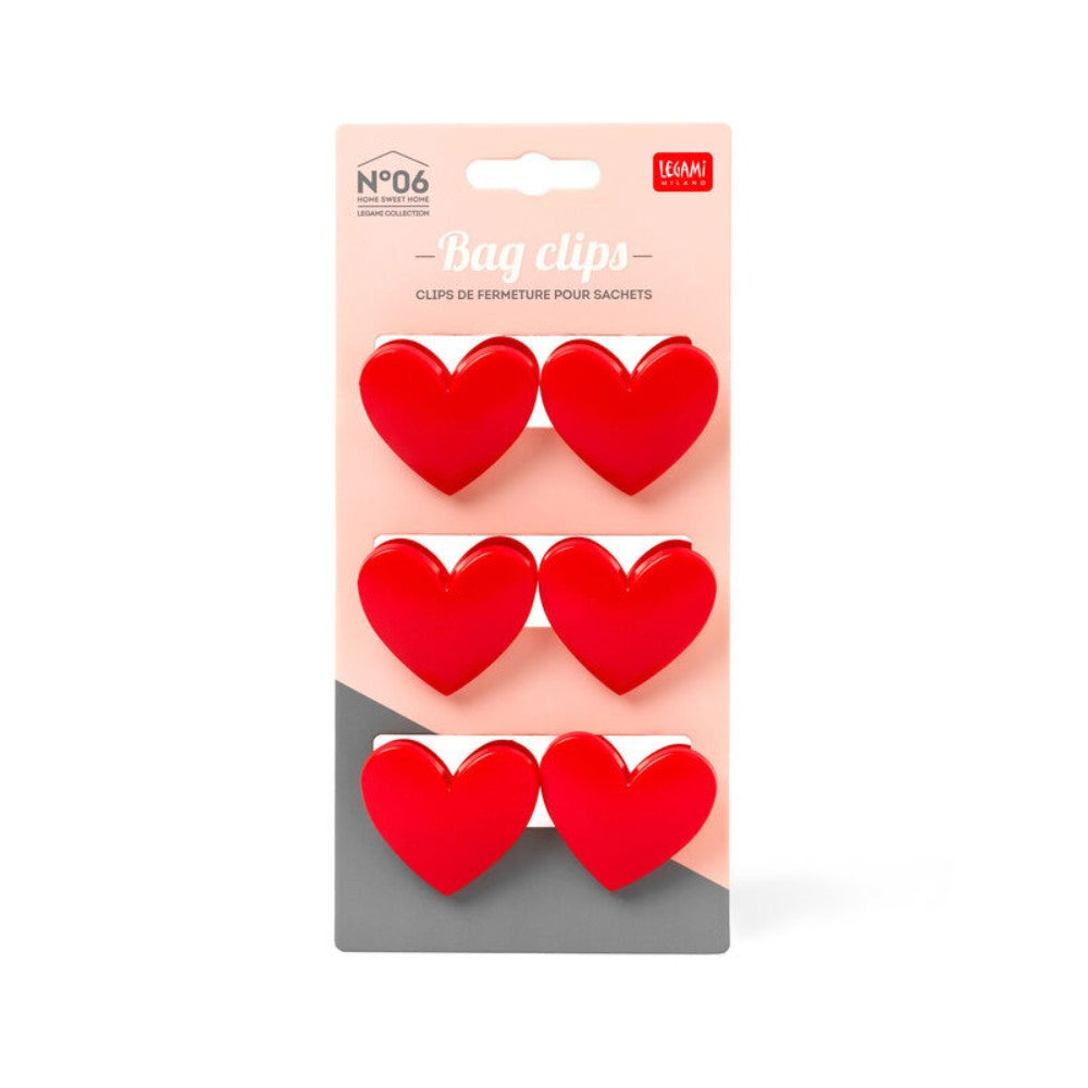 Set Of 6 Bag Clips - Bag Clips - Heart