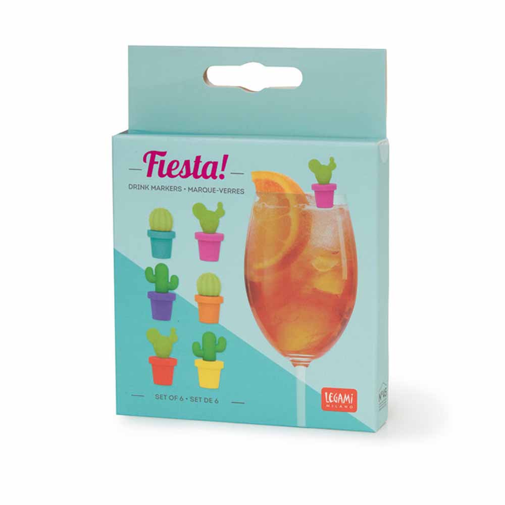 Set Of 6 Drink Markers - Fiesta! _Kit_8Pcs - Multicolor - Cactus