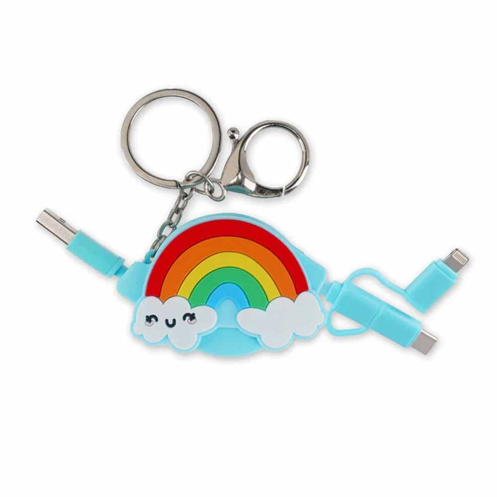 3-In-1 Retract. Charging Cable - Charge 'N Roll - Rainbow