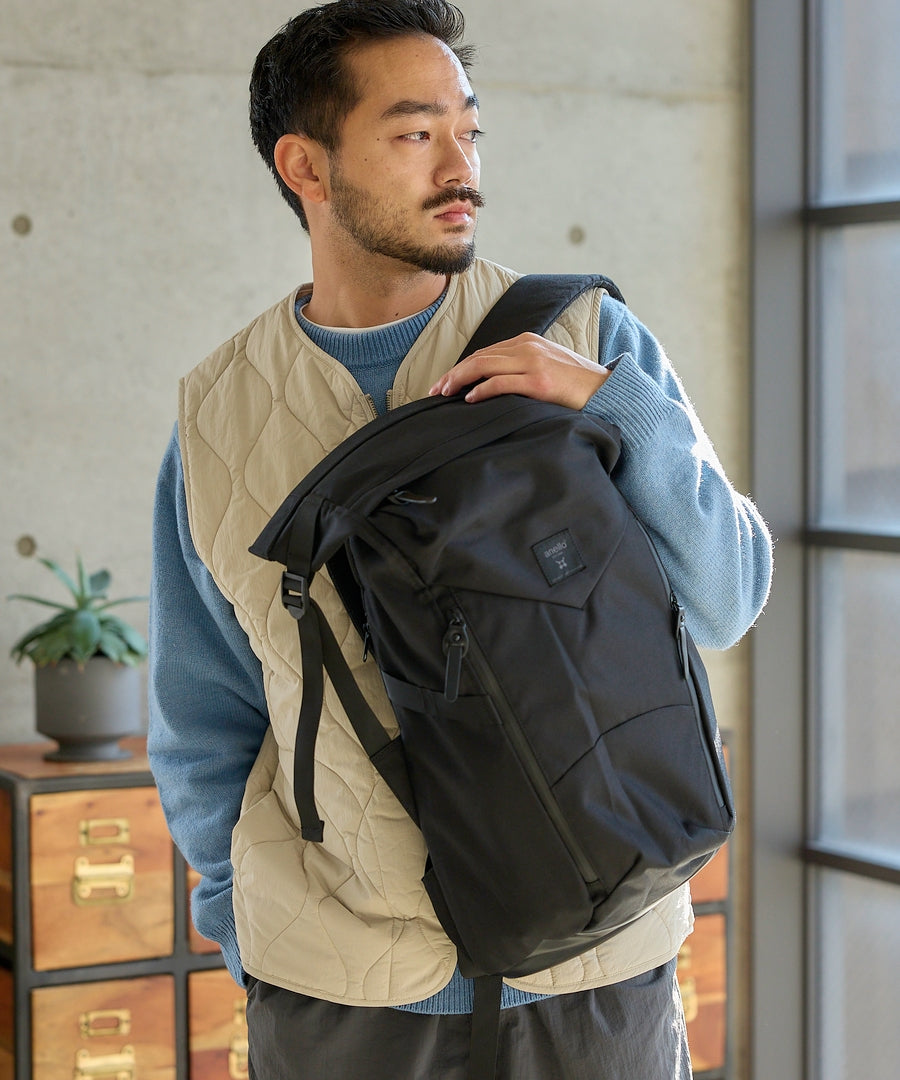 Roll Top Backpack Solid Black 4482