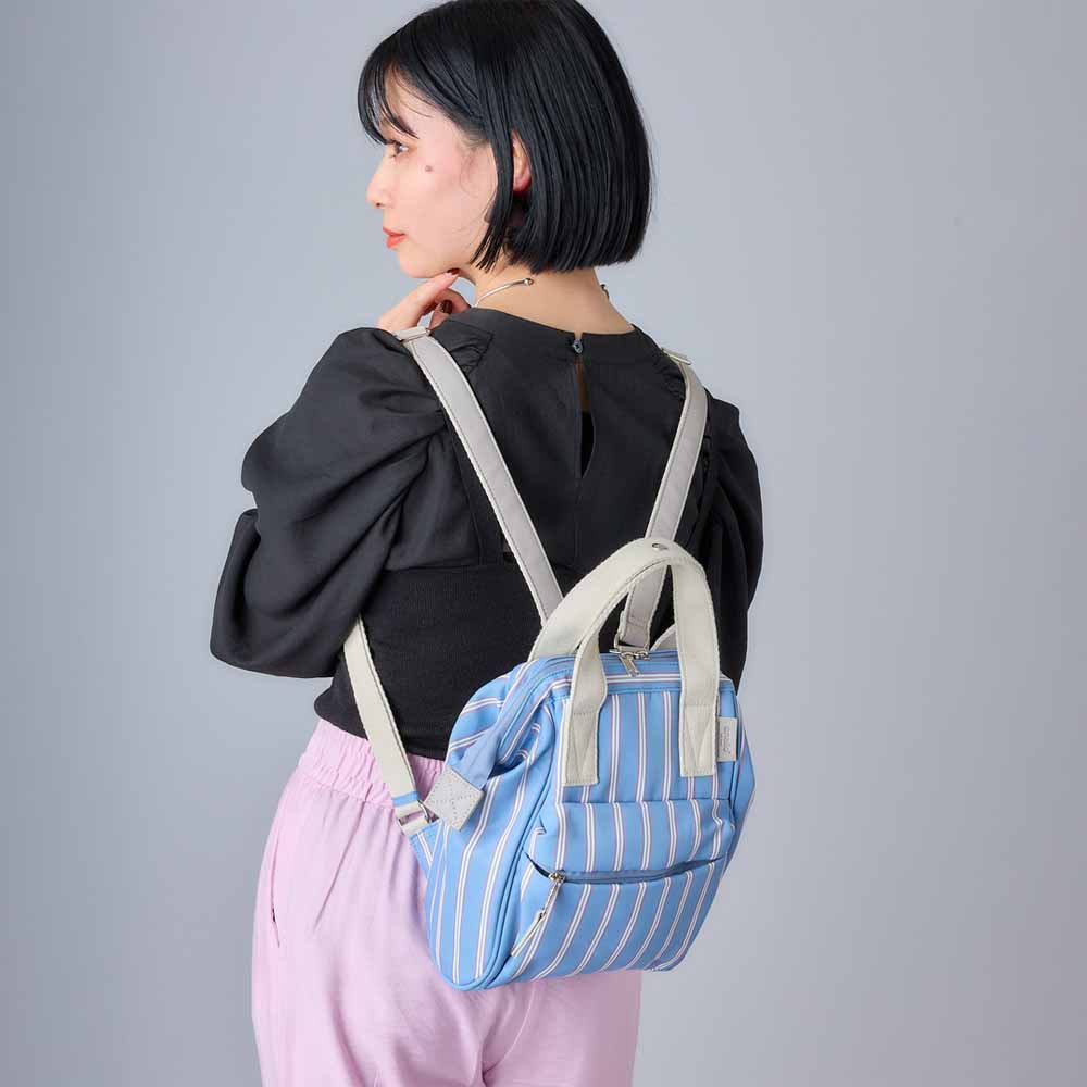 Kuchigane micro backpack - Striped blue