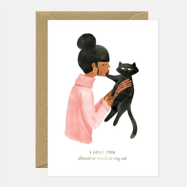 As much as my cat - Love & friendship Greeting card - Gold foil