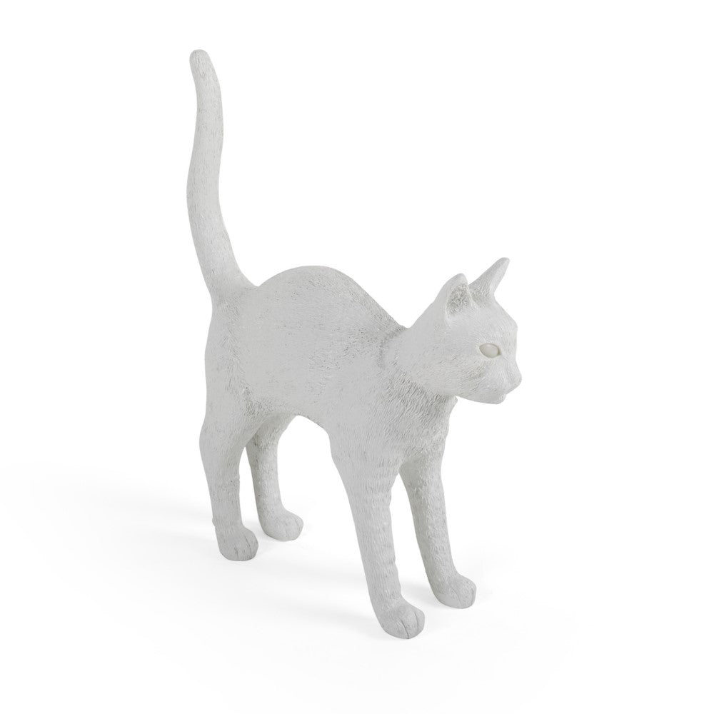 Jobby The Cat Resin Lamp Cm.46x12.5 H.52 - White