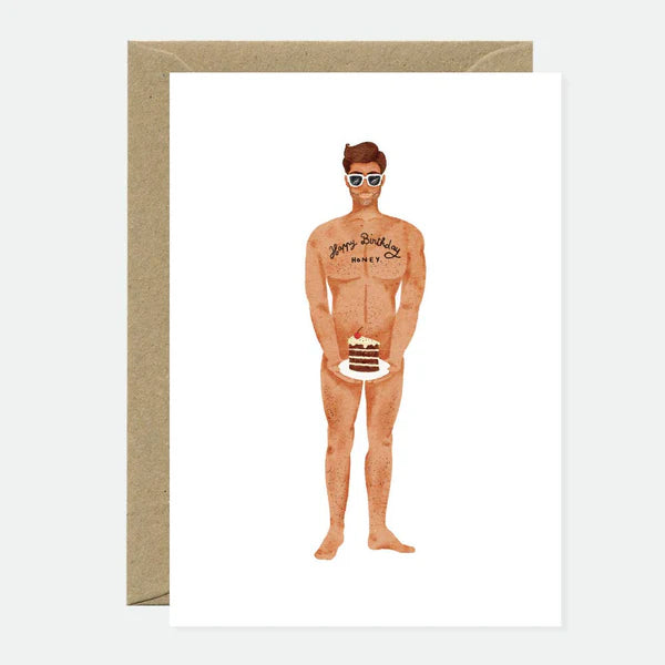 Guy with a cake - Greeting card