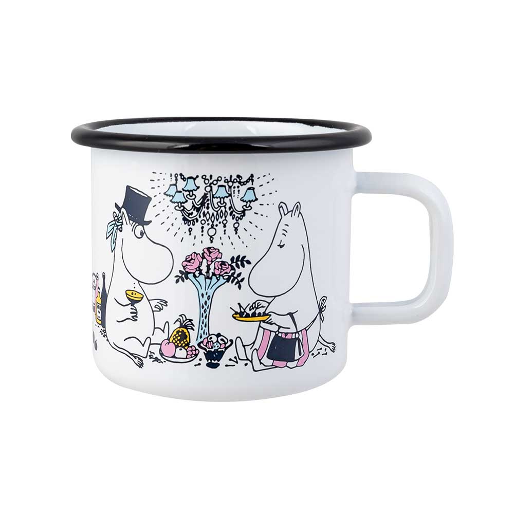 Enamel mug 3,7dl Date Night, white