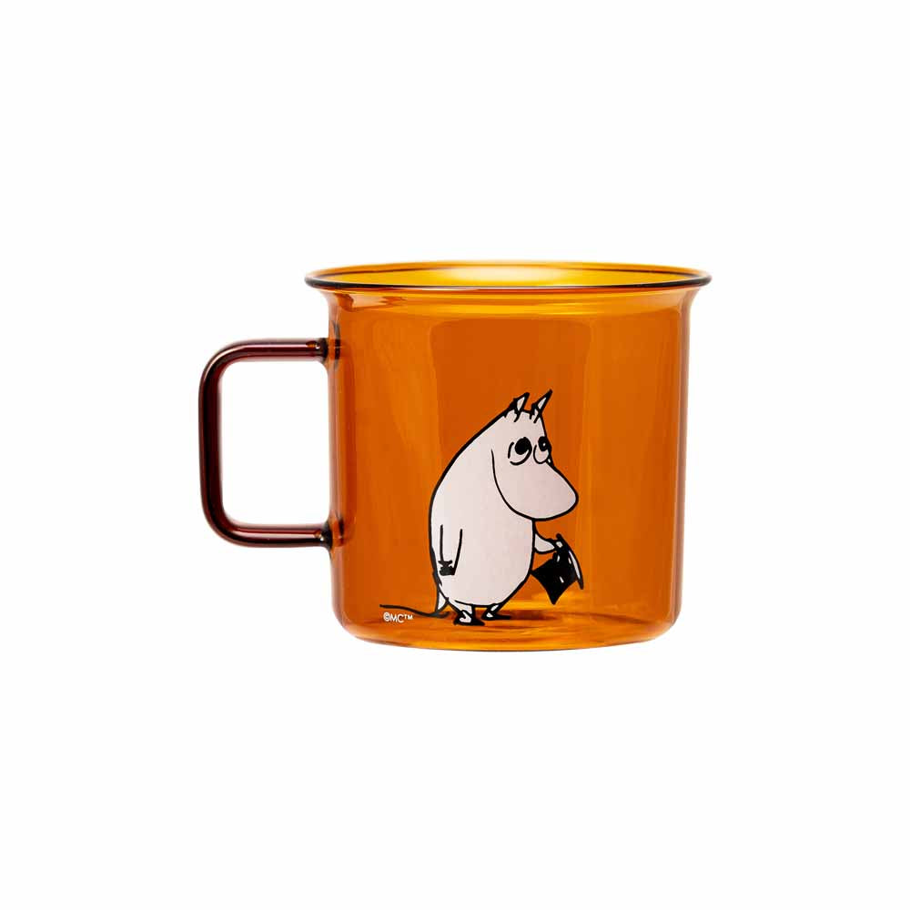 Glass mug 3,5dl Moominpappa, amber