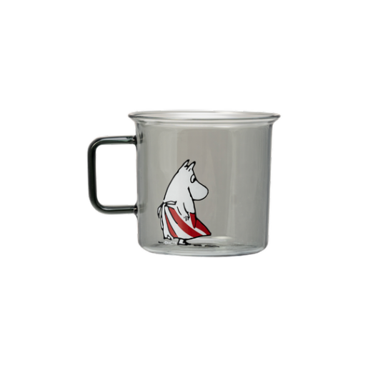 Glass mug 3,5dl Moominmamma, grey