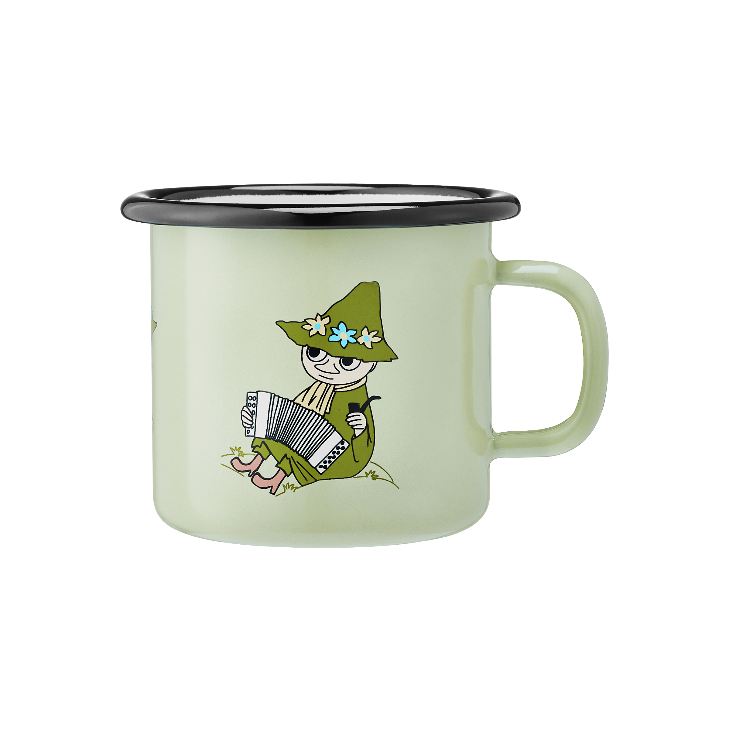 Enamel mug 2,5dl Snufkin, light green