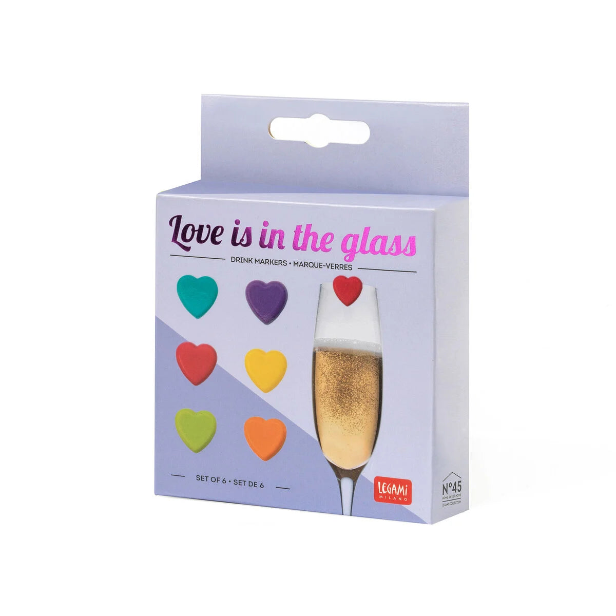 Set of 6 Drink Markers - Love Is in the Glass Kit 8pcs - Heart