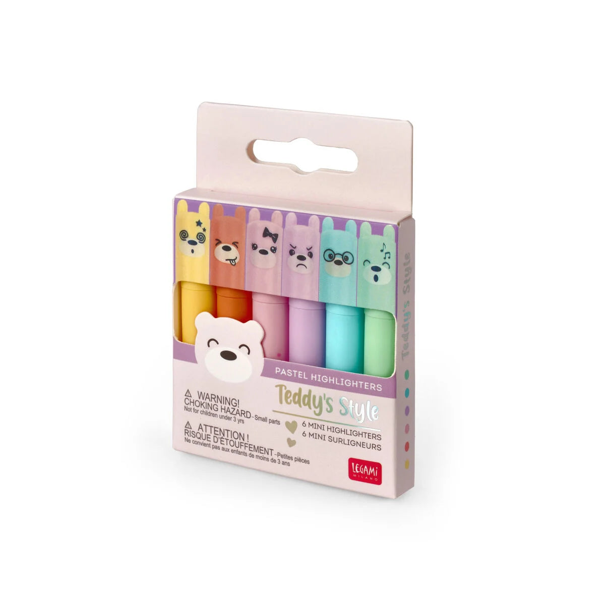 Set of 6 Mini Highlighters - Teddy's Style Kit 12pcs