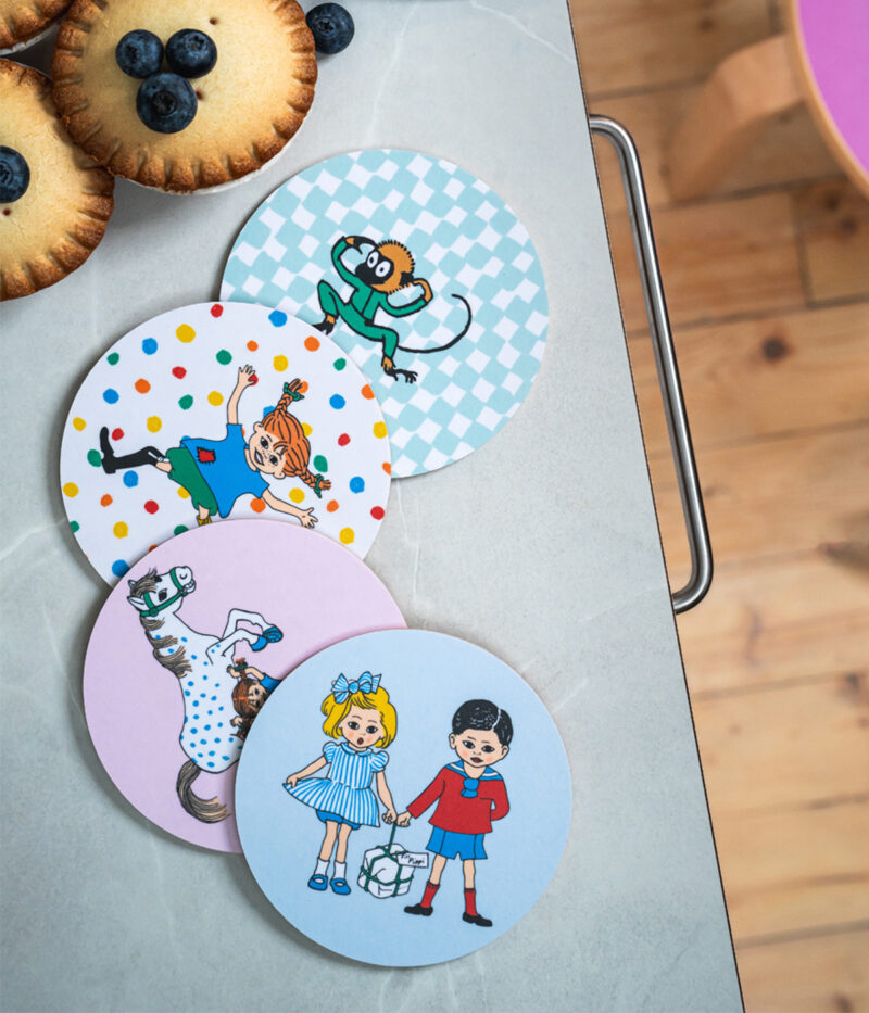 Pippi set of 4 coasters in tin box